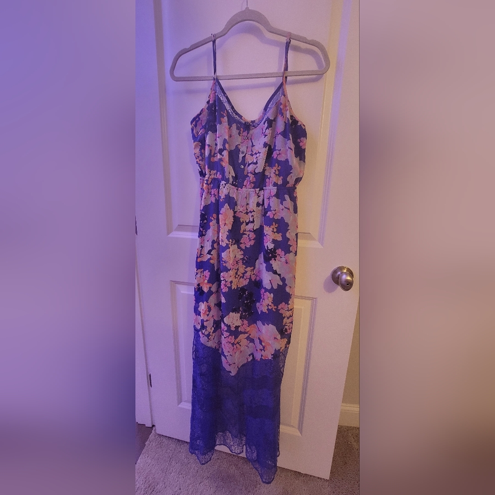 Candie's Floral Blue Maxi Dress Size XL